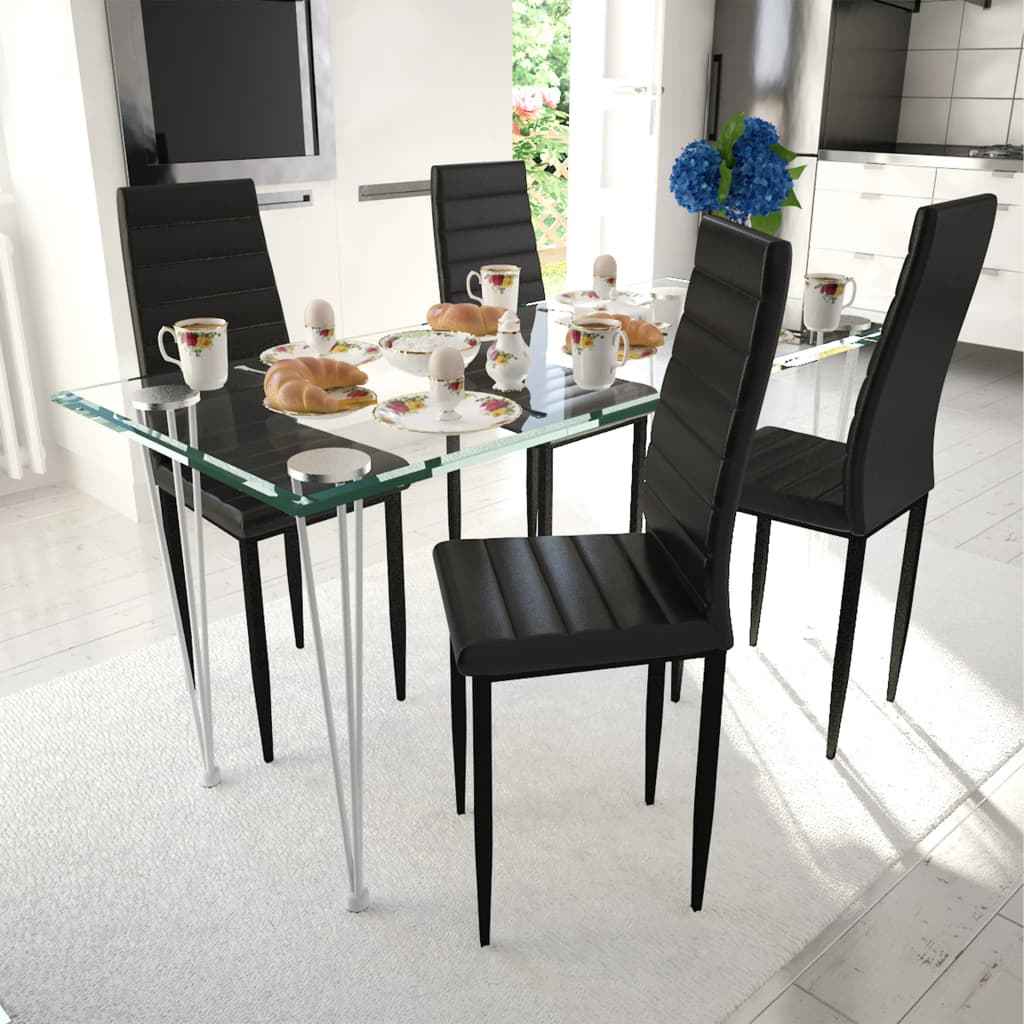 vidaXL Eetkamerstoelen 4 st kunstleer zwart
