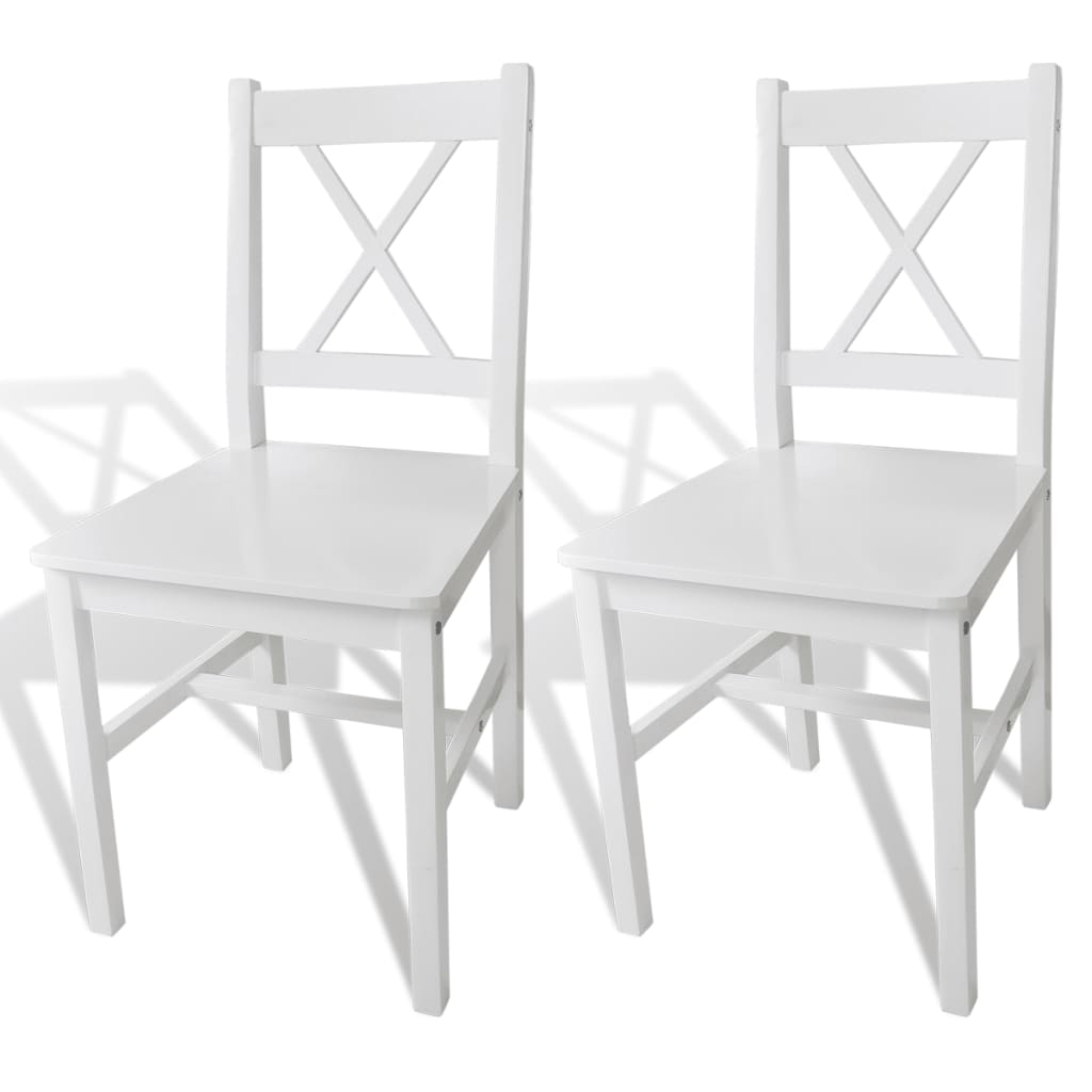 vidaXL Eetkamerstoelen 2 st grenenhout wit