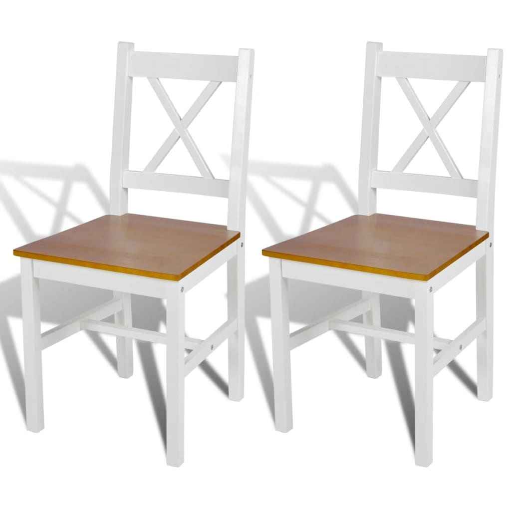 vidaXL Eetkamerstoelen 2 st grenenhout wit