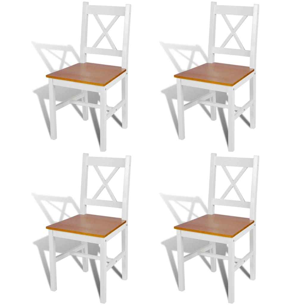 vidaXL Eetkamerstoelen 2 st grenenhout wit