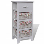 vidaXL Kast met 1 lade en 3 manden paulowniahout wit - Aashly