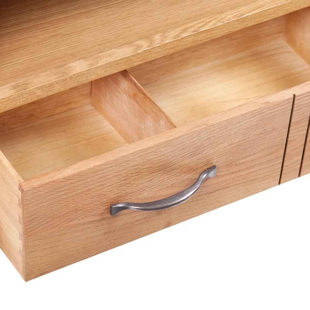 vidaXL Tv-meubel met lade 88x42x46 cm massief eikenhout