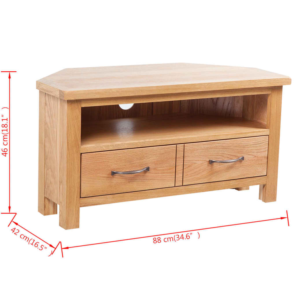 vidaXL Tv-meubel met lade 88x42x46 cm massief eikenhout
