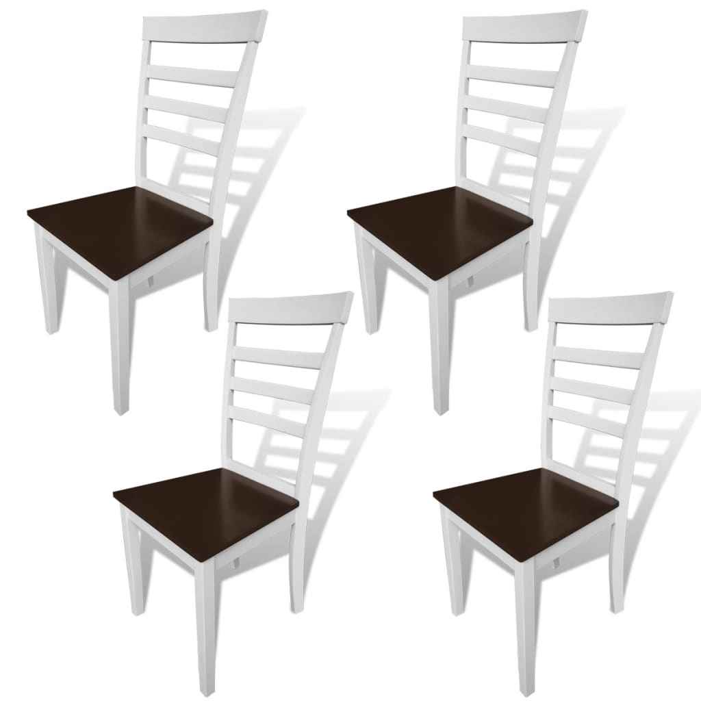 vidaXL Eetkamerstoelen 4 st massief hout en MDF wit en bruin