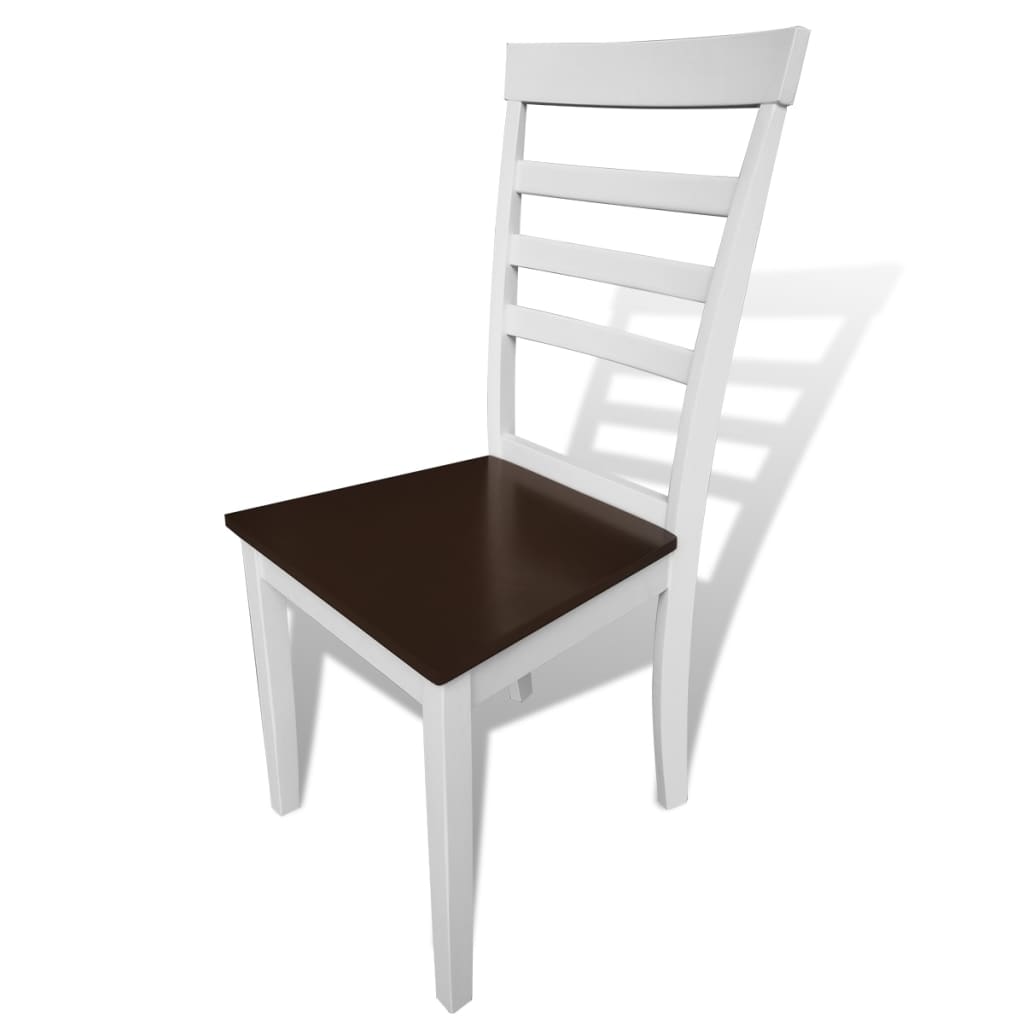 vidaXL Eetkamerstoelen 4 st massief hout en MDF wit en bruin