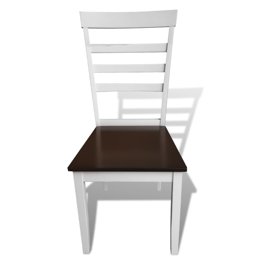 vidaXL Eetkamerstoelen 4 st massief hout en MDF wit en bruin
