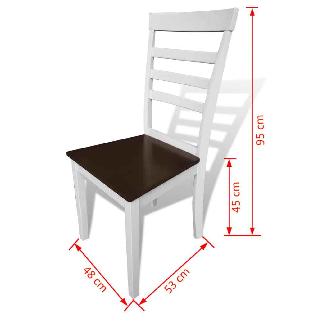 vidaXL Eetkamerstoelen 4 st massief hout en MDF wit en bruin