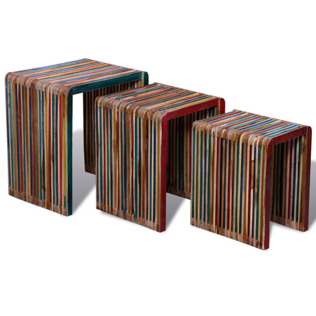 vidaXL Tafeltjesset gerecycled teakhout 3-delig