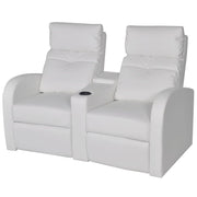 vidaXL Dubbele relaxfauteuil met middenleuning kunstleer wit
