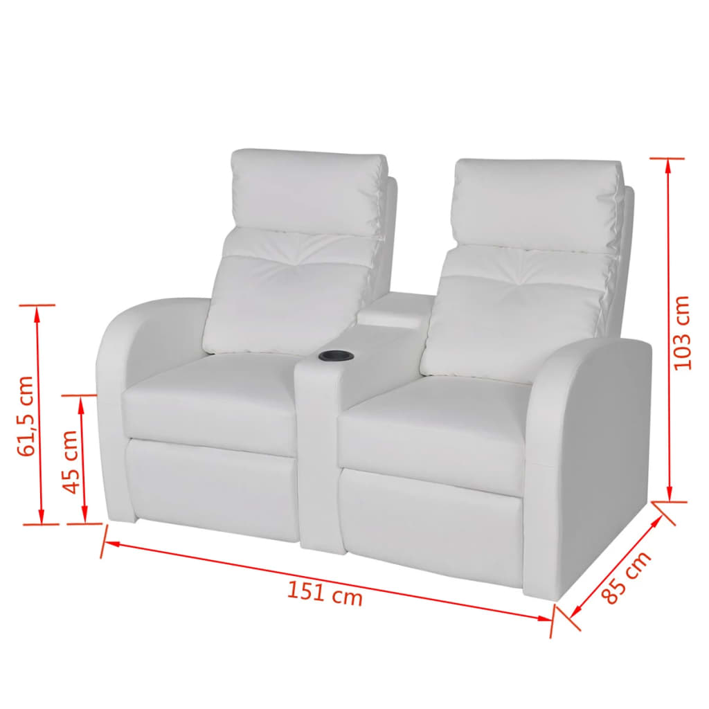 vidaXL Dubbele relaxfauteuil met middenleuning kunstleer wit
