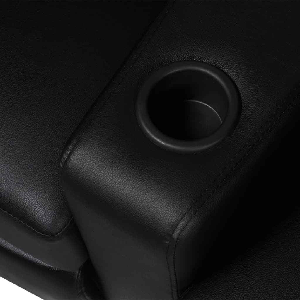 vidaXL Driedubbele relaxfauteuil met middenleuning kunstleer zwart