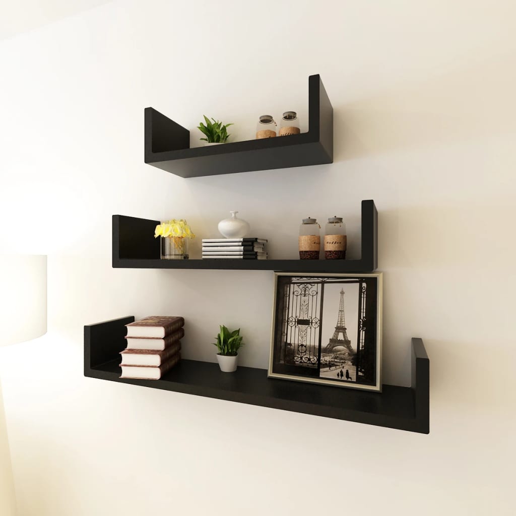 vidaXL 3 st Wandschappen U-vormig MDF wit