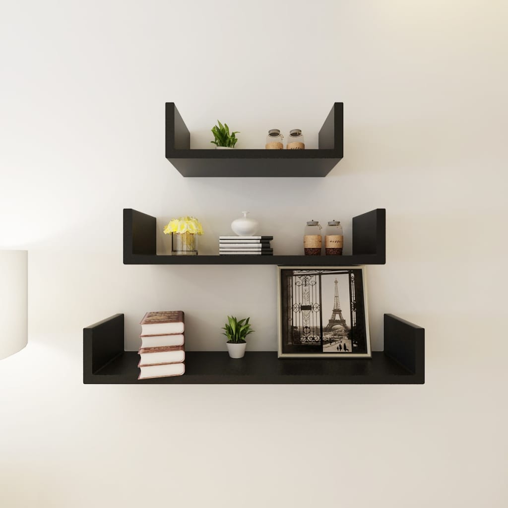 vidaXL 3 st Wandschappen U-vormig MDF wit