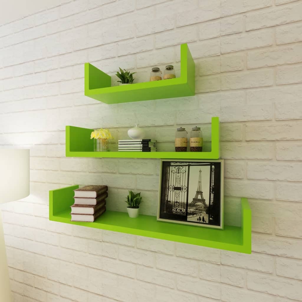 vidaXL 3 st Wandschappen U-vormig MDF wit