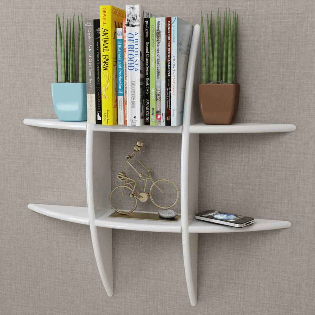 Wandplank MDF zwevend voor boeken/dvd wit