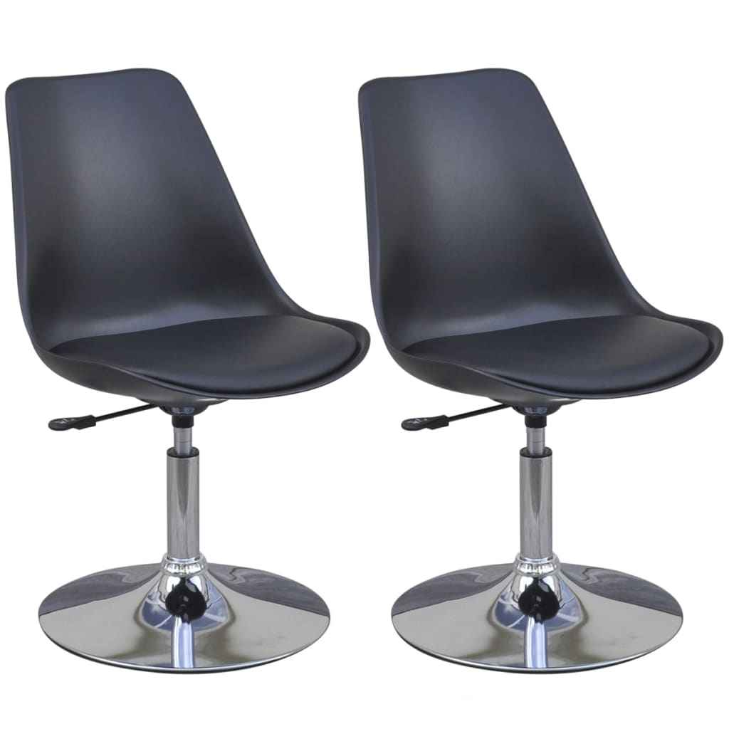 vidaXL Eetkamerstoelen draaibaar 2 st kunstleer zwart