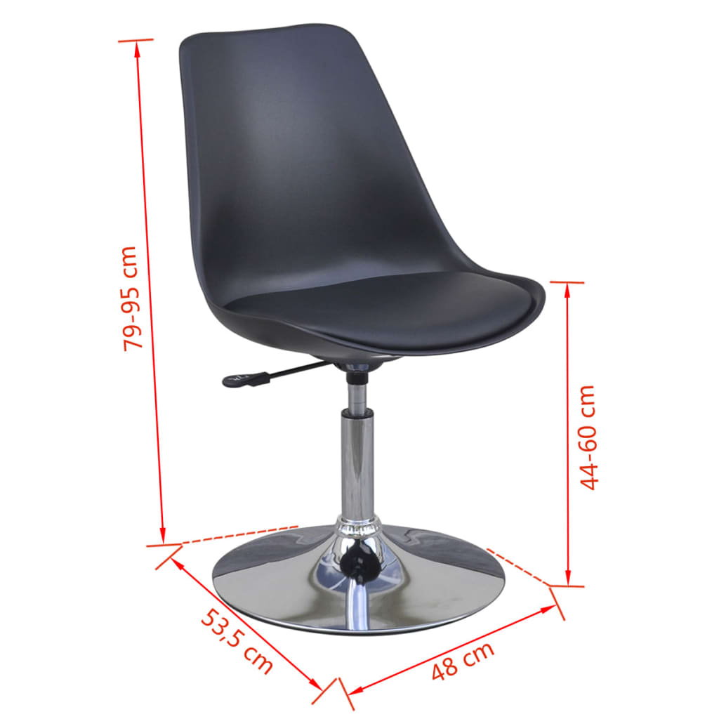 vidaXL Eetkamerstoelen draaibaar 2 st kunstleer zwart