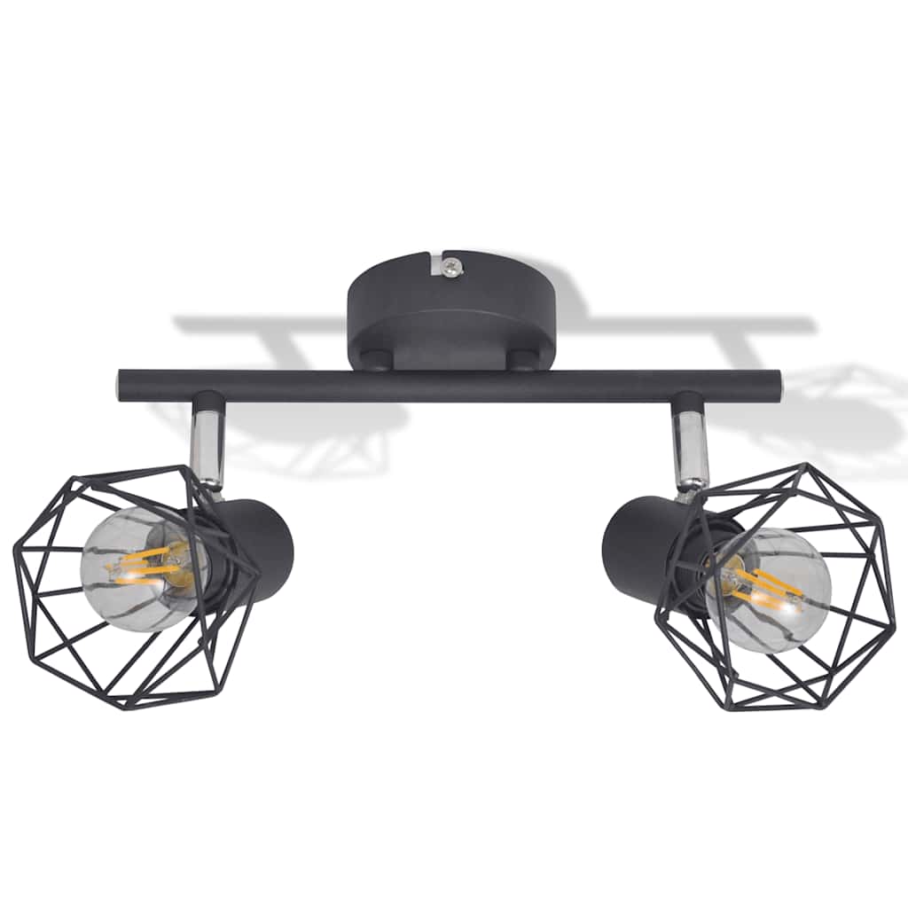 vidaXL Plafondlamp met 2 LED's industriële stijl zwart
