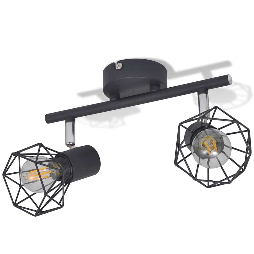 vidaXL Plafondlamp met 2 LED's industriële stijl zwart