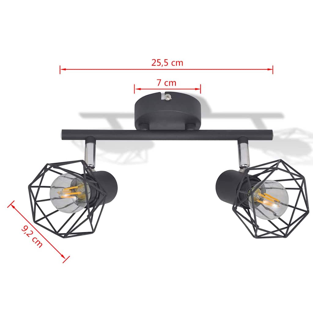 vidaXL Plafondlamp met 2 LED's industriële stijl zwart