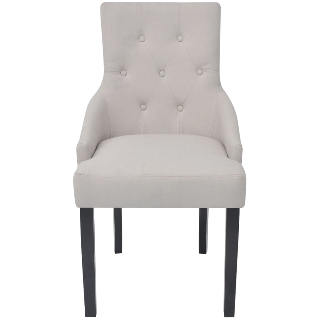 vidaXL Eetkamerstoelen 2 st stof crèmegrijs