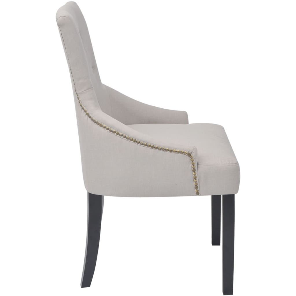 vidaXL Eetkamerstoelen 2 st stof crèmegrijs