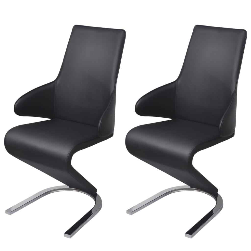 vidaXL Eetkamerstoelen 2 st kunstleer zwart