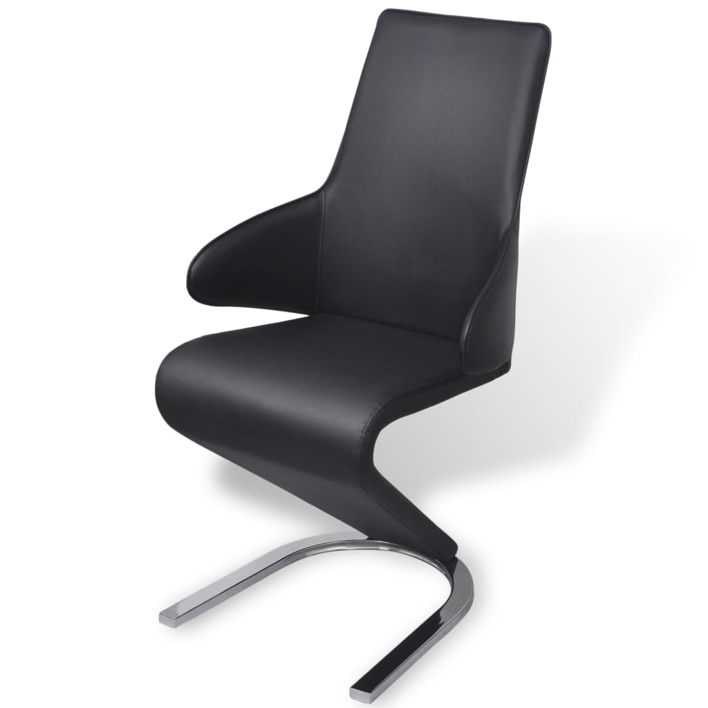 vidaXL Eetkamerstoelen 2 st kunstleer zwart