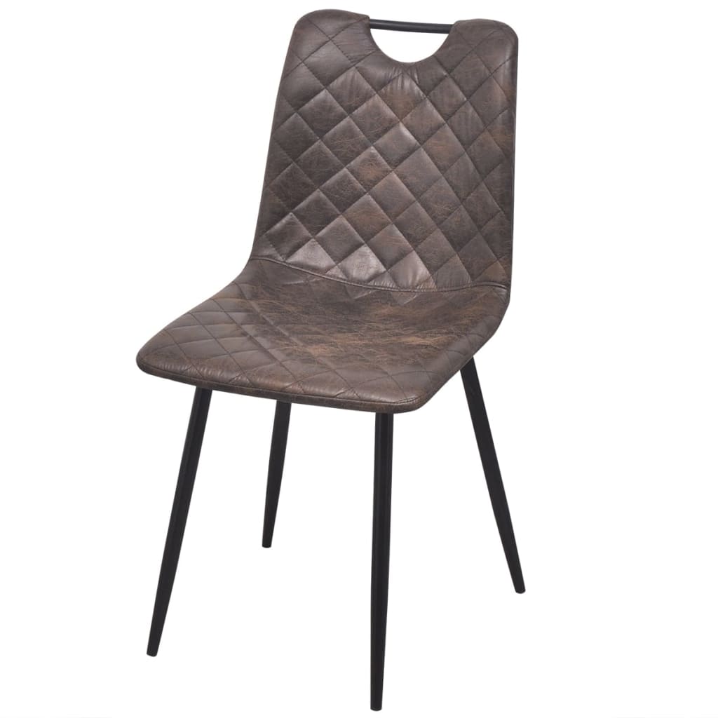vidaXL Eetkamerstoelen 2 st kunstleer donkerbruin