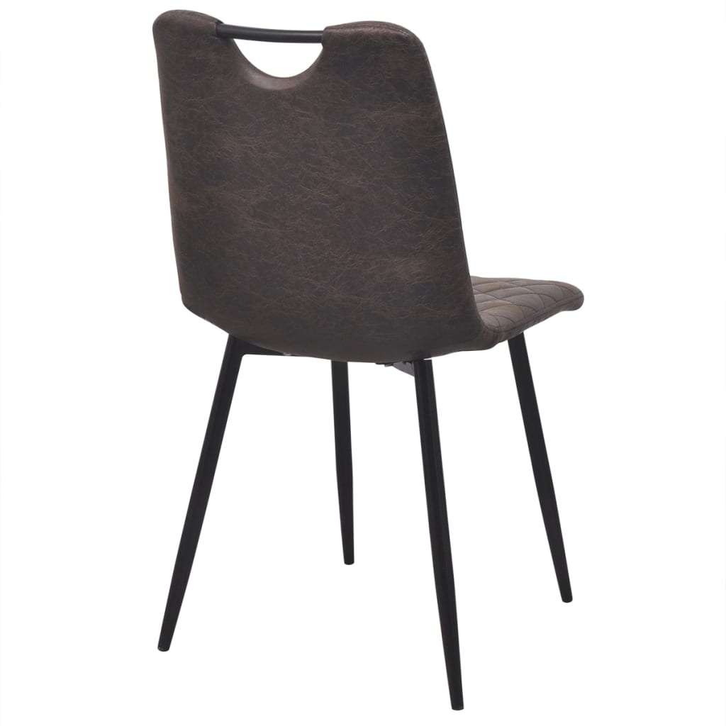 vidaXL Eetkamerstoelen 2 st kunstleer donkerbruin