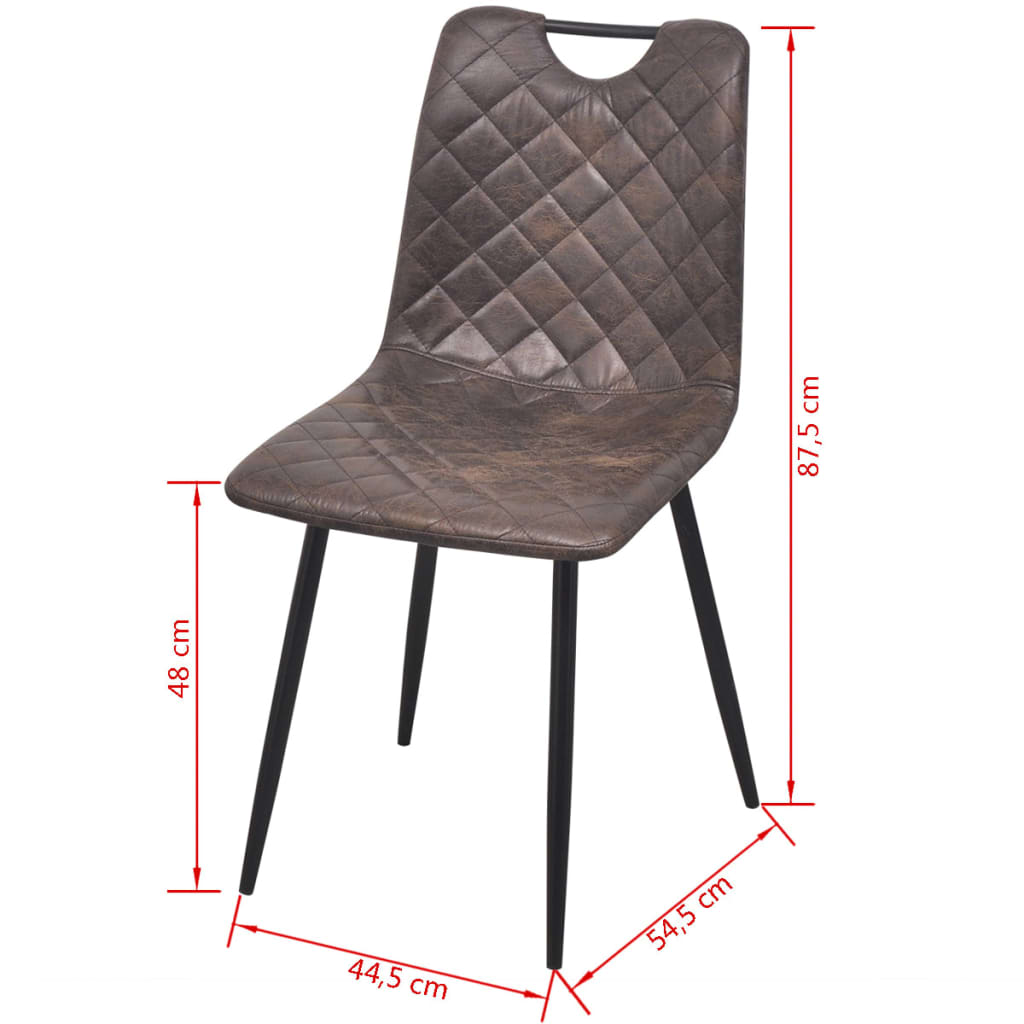 vidaXL Eetkamerstoelen 2 st kunstleer donkerbruin