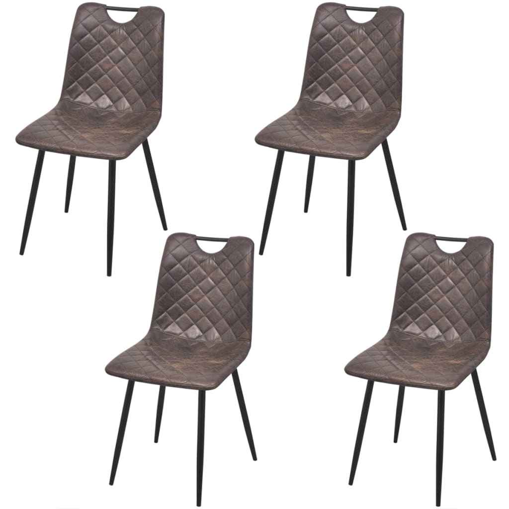 vidaXL Eetkamerstoelen 2 st kunstleer donkerbruin