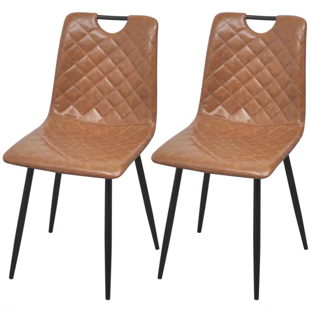 vidaXL Eetkamerstoelen 2 st kunstleer donkerbruin