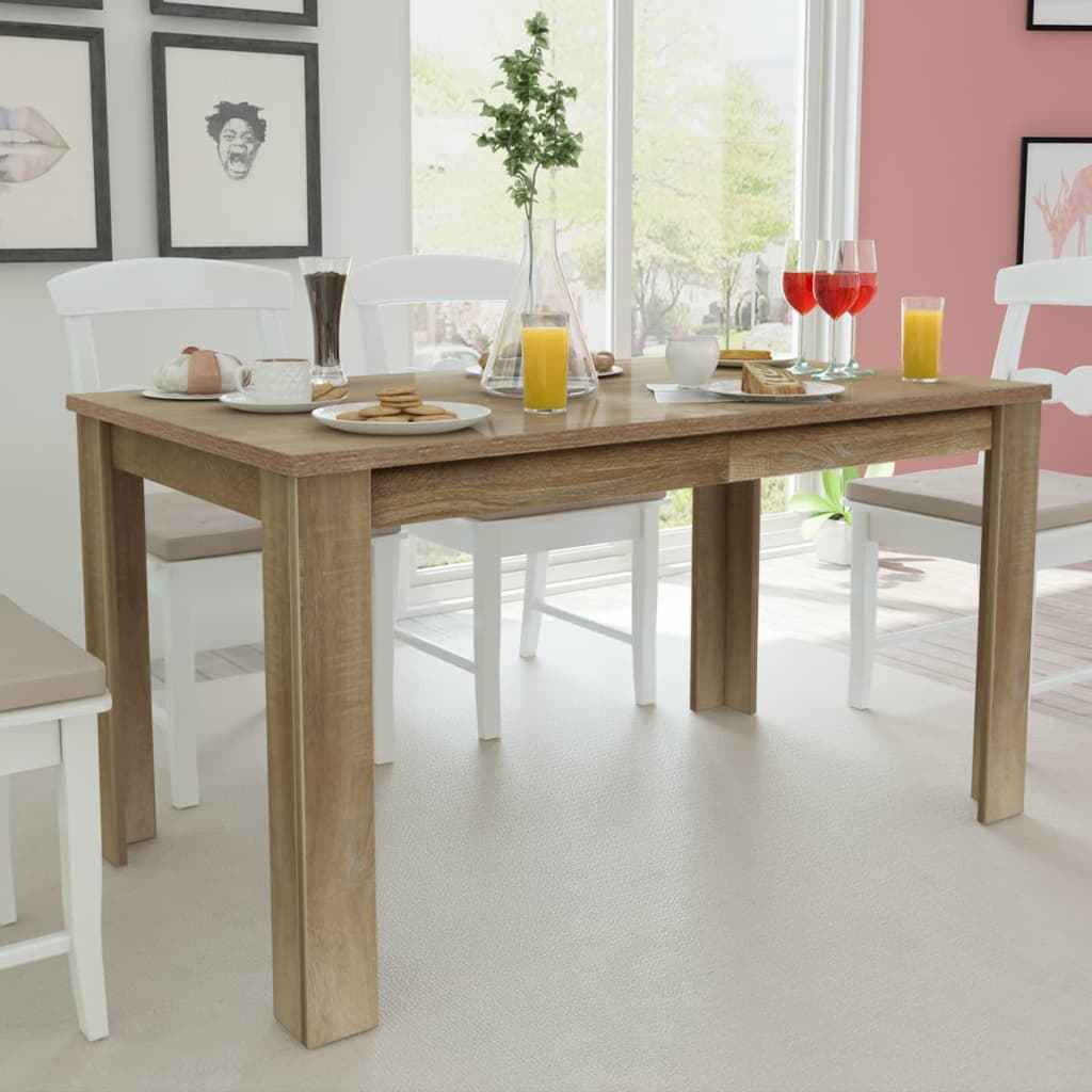 vidaXL Eettafel 140x80x75 cm eikenkleurig