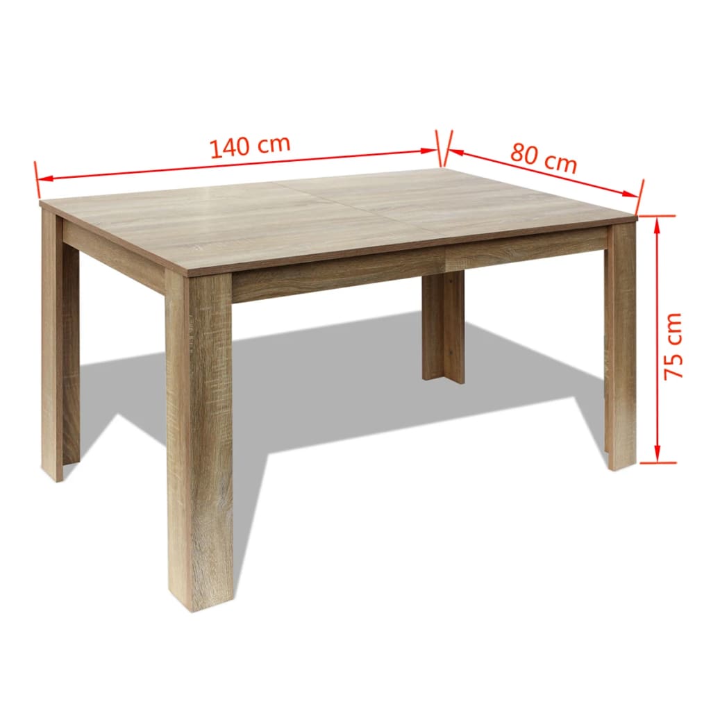 vidaXL Eettafel 140x80x75 cm eikenkleurig