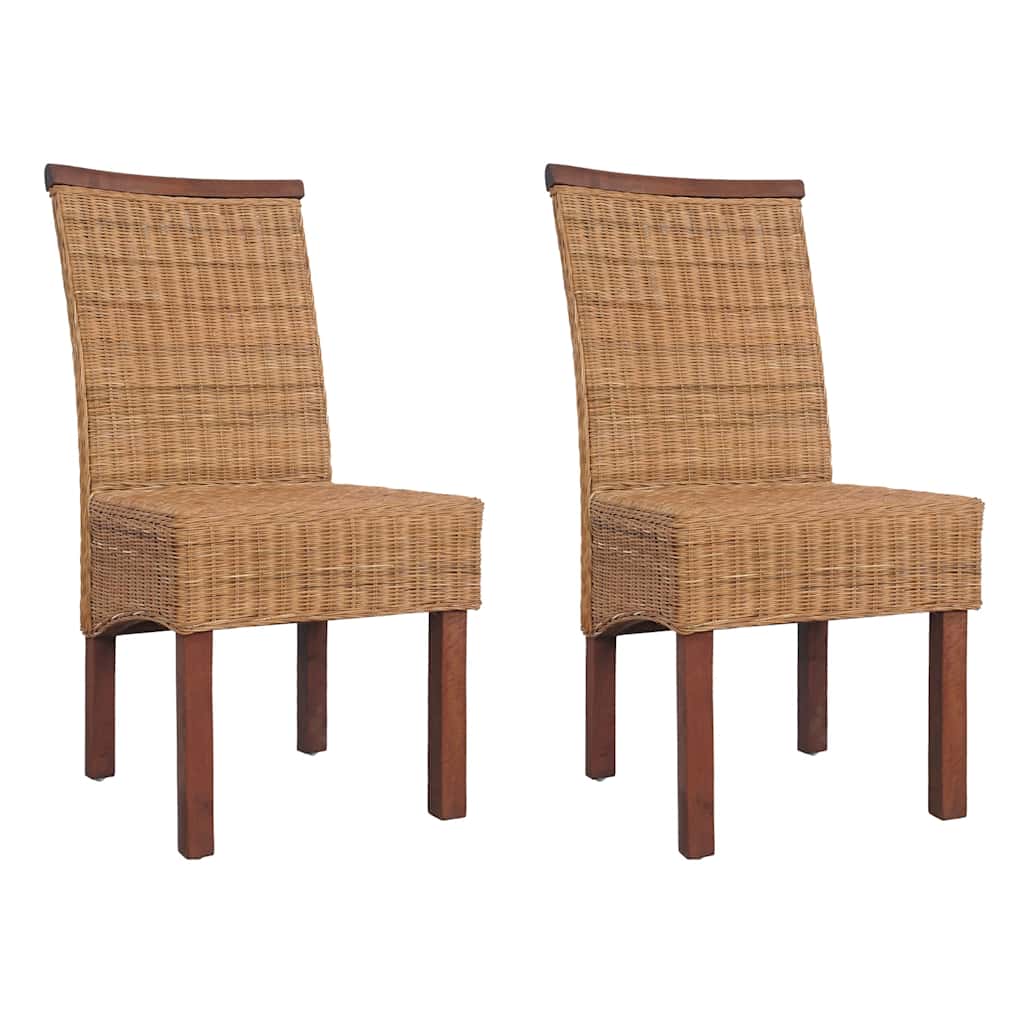 vidaXL Eetkamerstoelen 2 st natuurlijk rattan bruin