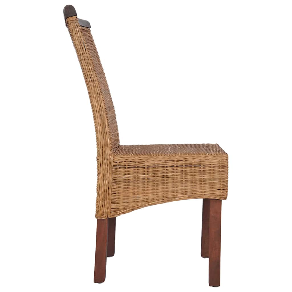 vidaXL Eetkamerstoelen 2 st natuurlijk rattan bruin