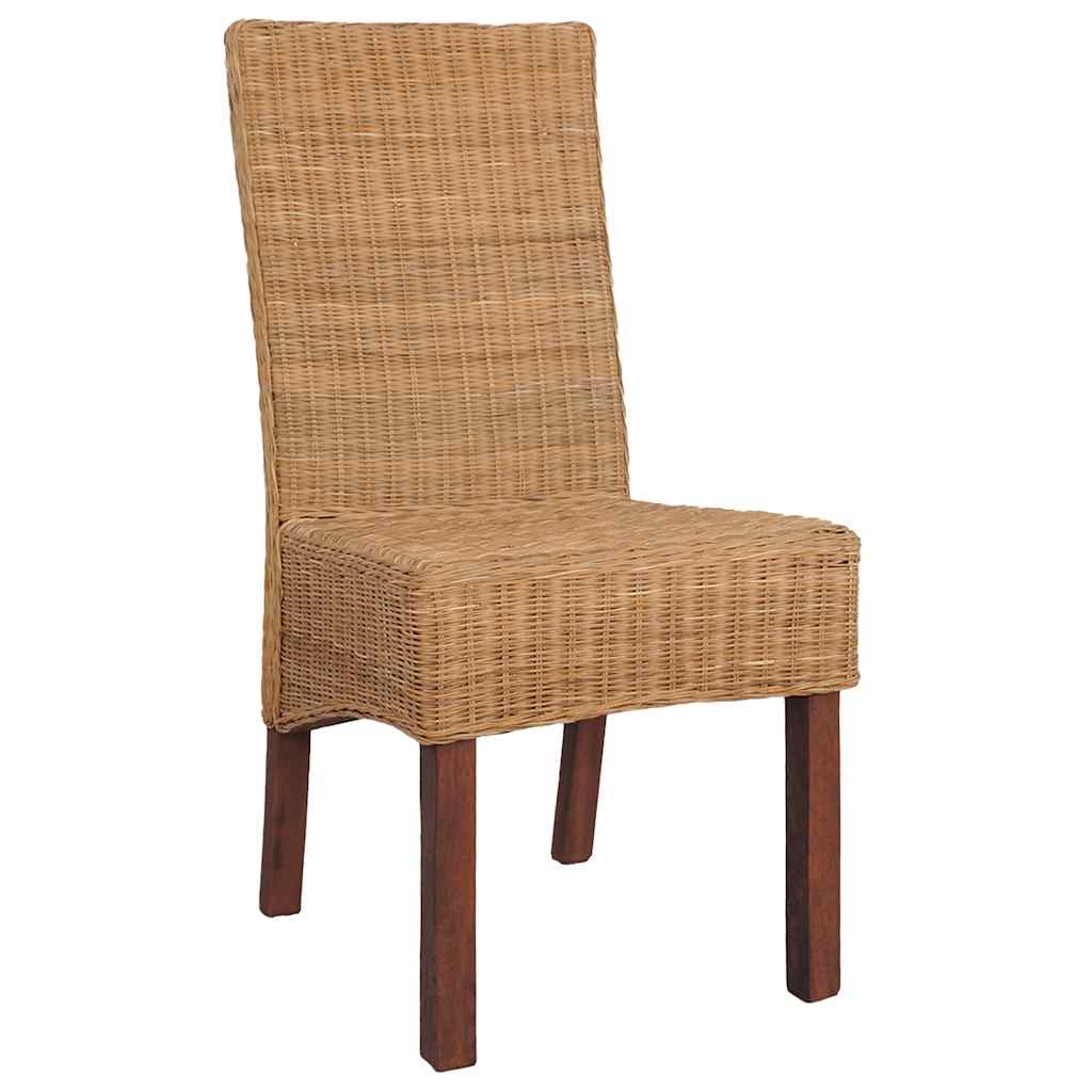 vidaXL Eetkamerstoelen 2 st natuurlijk rattan bruin