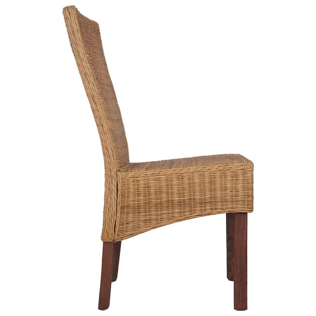 vidaXL Eetkamerstoelen 2 st natuurlijk rattan bruin