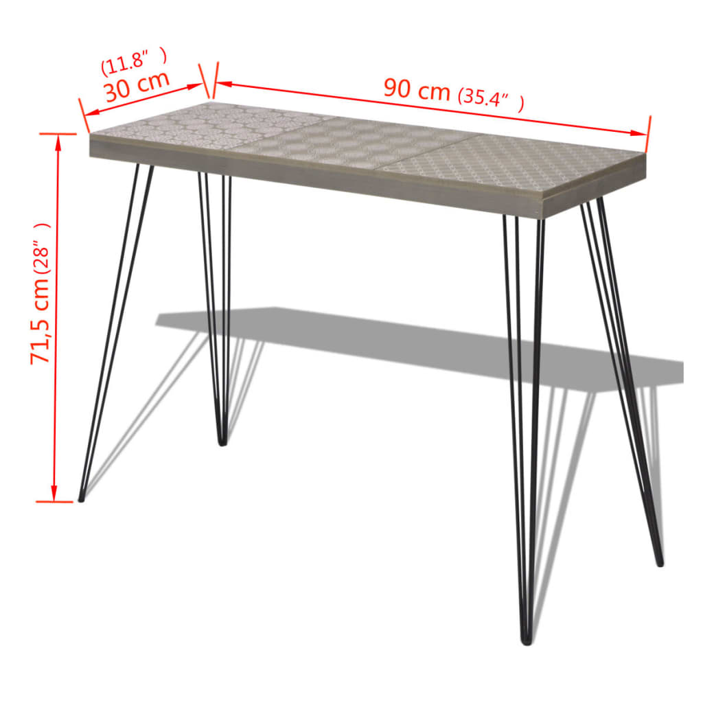 vidaXL Wandtafel 90x30x71,5 cm grijs