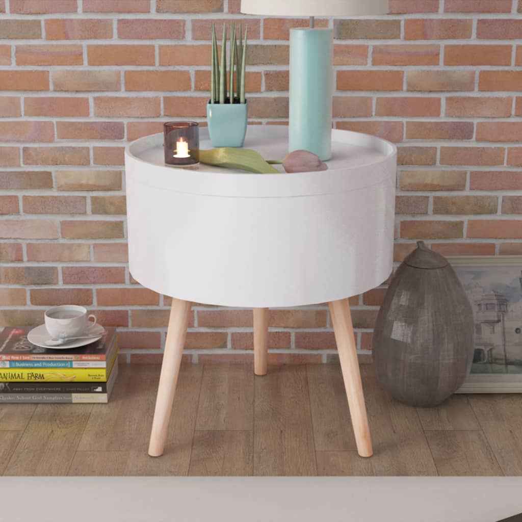 vidaXL Bijzettafel met dienblad rond 39,5x44,5 cm wit
