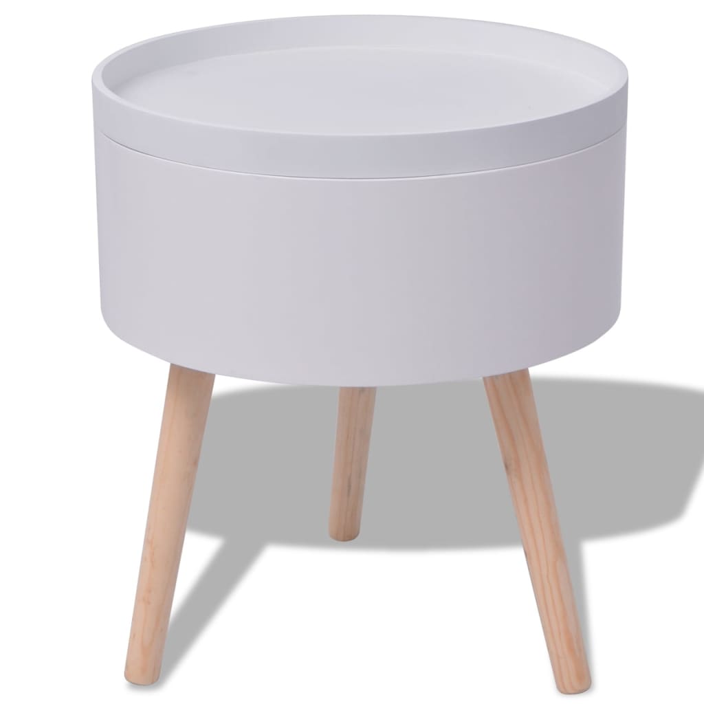vidaXL Bijzettafel met dienblad rond 39,5x44,5 cm wit