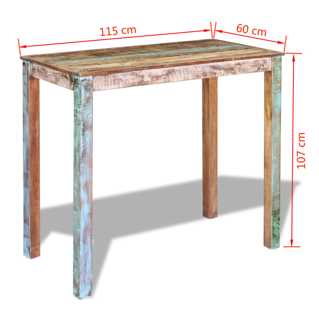 vidaXL Bartafel 115x60x107 cm massief gerecycled hout