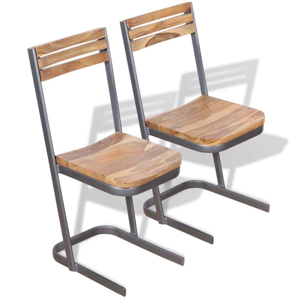 vidaXL Eetkamerstoelen 2 st massief teakhout