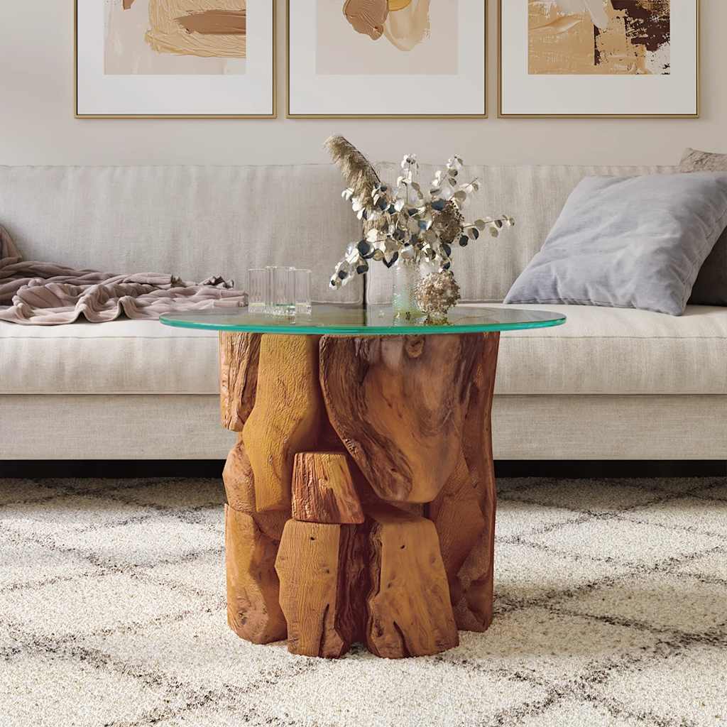vidaXL Salontafel 60 cm massief teak drijfhout - Aashly