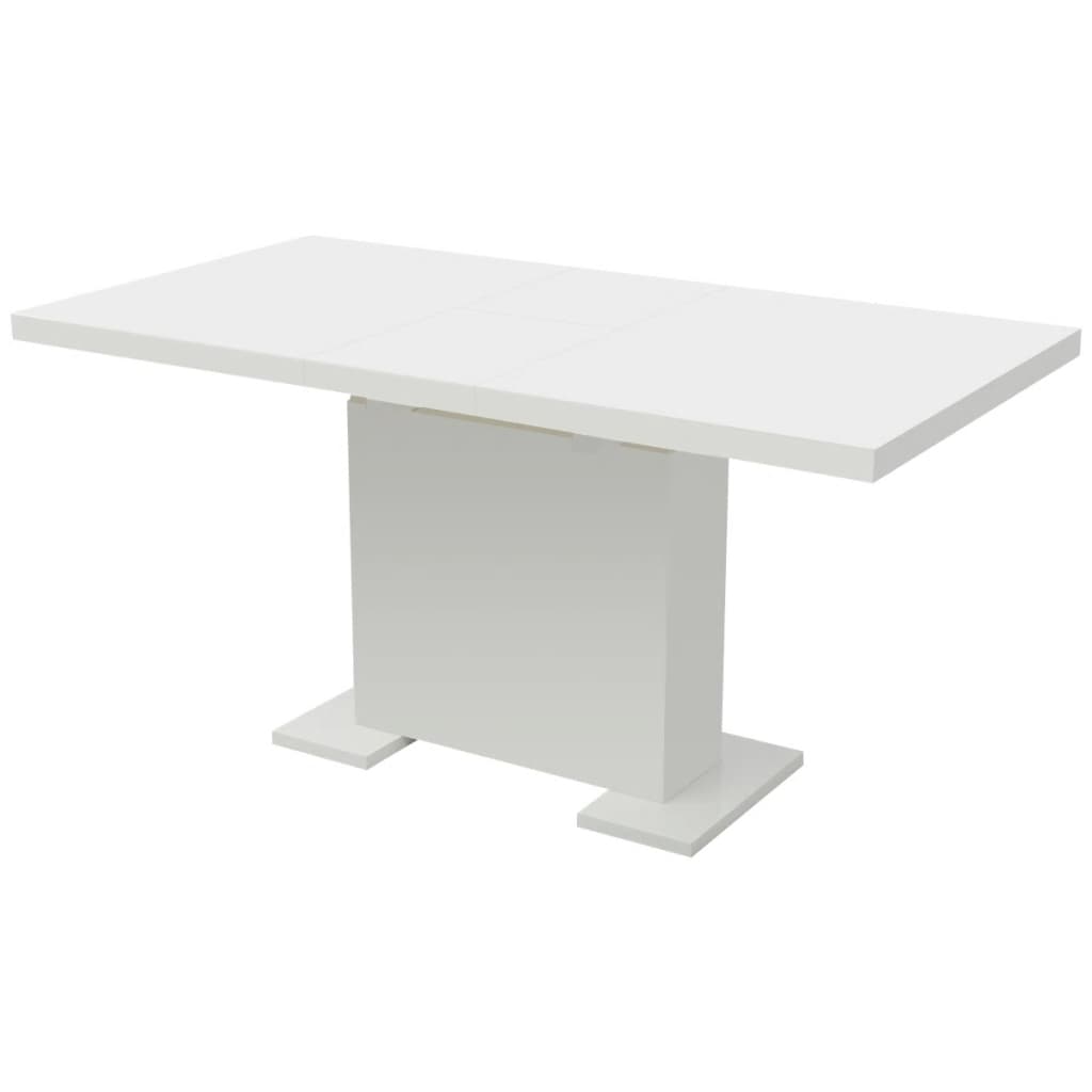 vidaXL Eettafel verlengbaar hoogglans wit