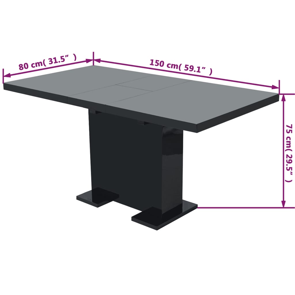 vidaXL Eettafel verlengbaar hoogglans wit