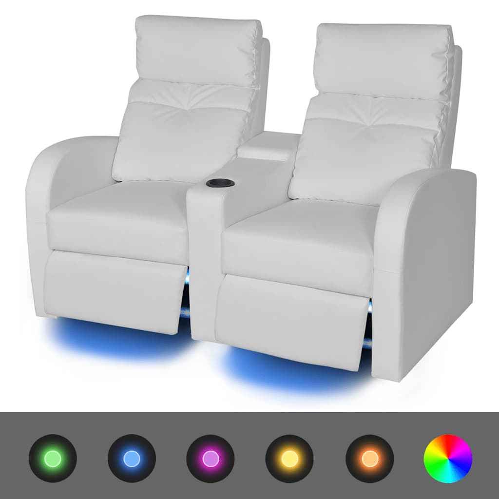 vidaXL LED Dubbele leunstoel 2-zits kunstleer zwart