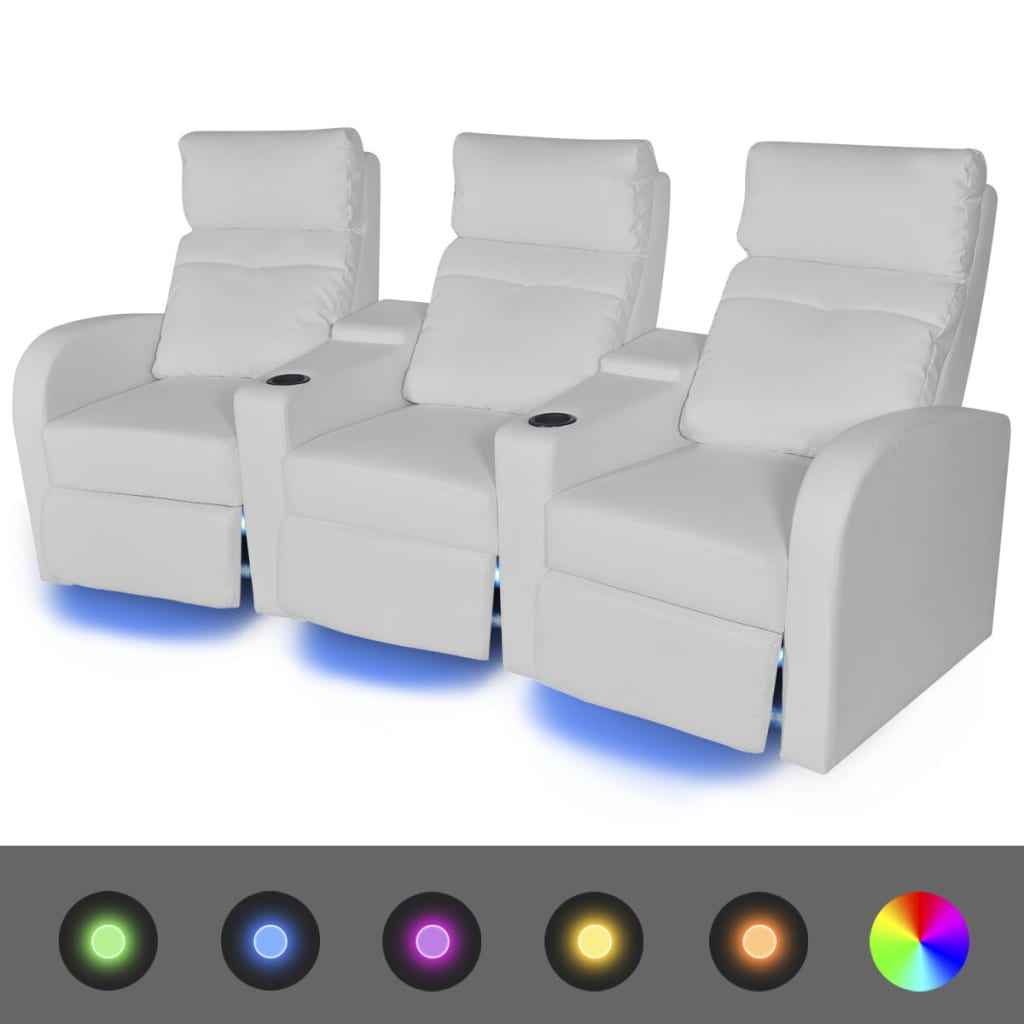 vidaXL LED Dubbele leunstoel 2-zits kunstleer zwart