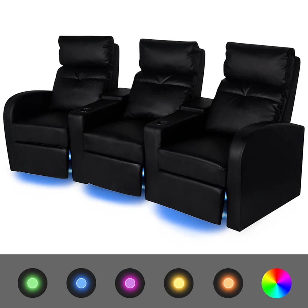 vidaXL LED Dubbele leunstoel 2-zits kunstleer zwart